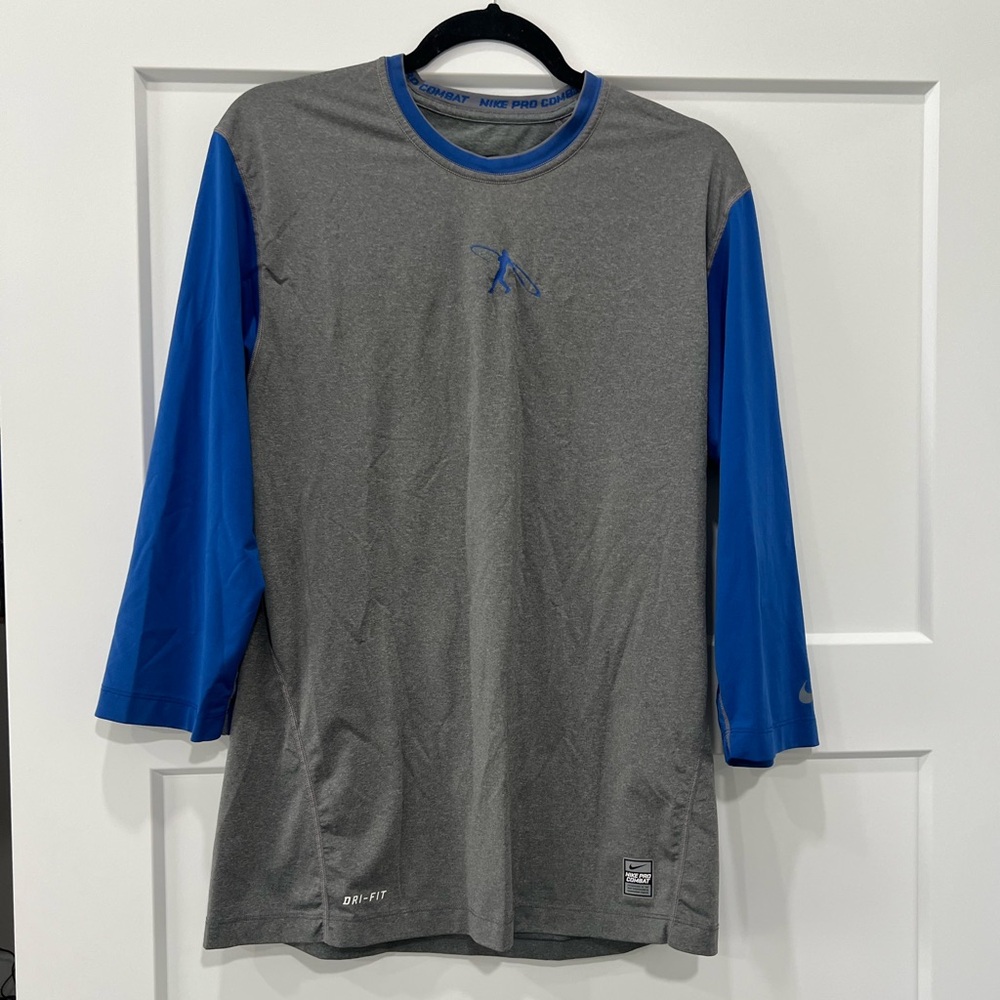 Nike Pro Combat Dri-FIT Gray and Blue Shirt